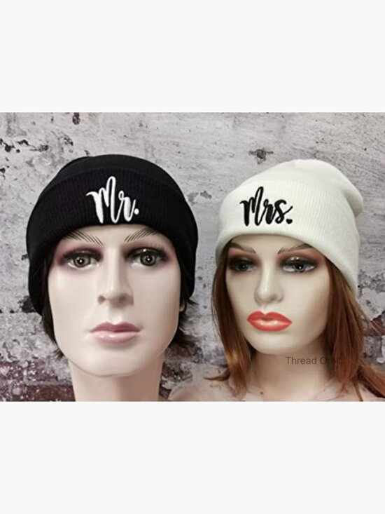 Unisex Knit Beanie Set, Acrylic, One Size Fits Most, Embroidered Letter Print main image 6